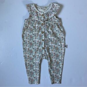 Rabbit + Bear  One Piece 0 3 Months New Cream Floral Print Romper Organic Cotton